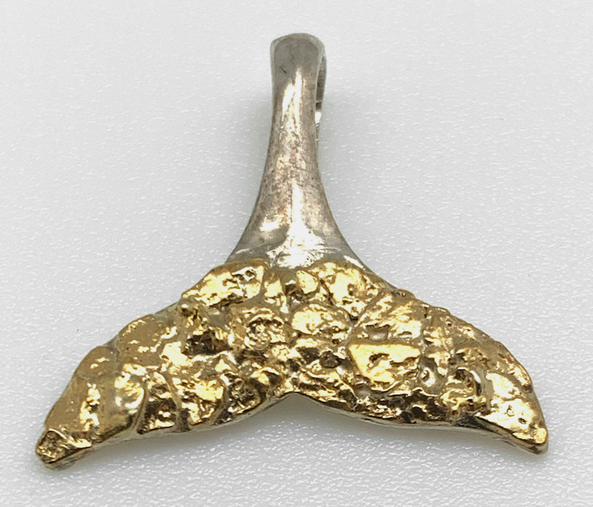 Gold Nugget Whale Tail Pendant