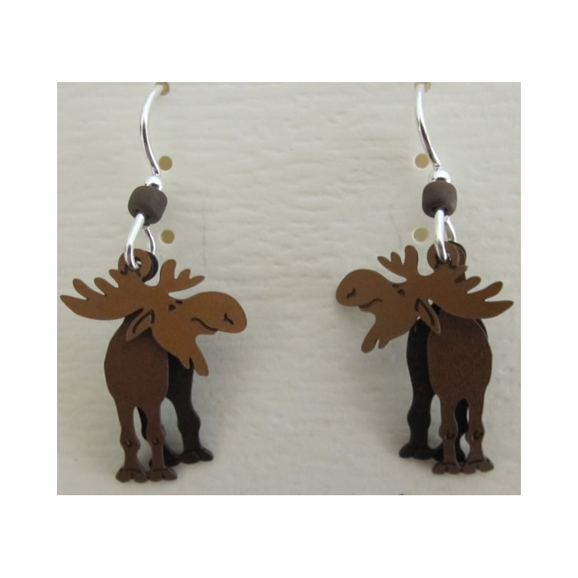 Profile Moose Bobble Head Dangle Earrings