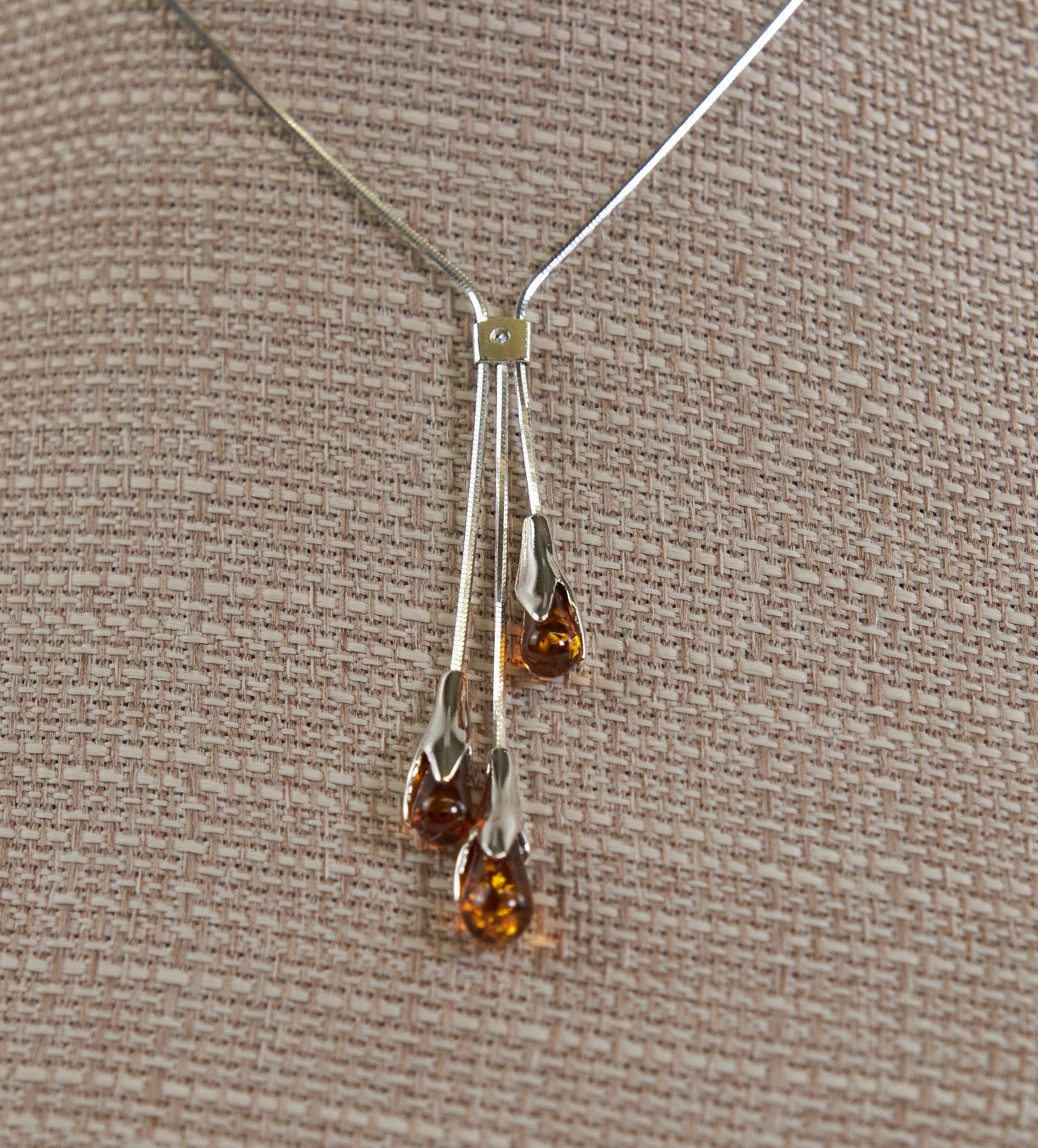 Teardrop Dangle Amber Necklace