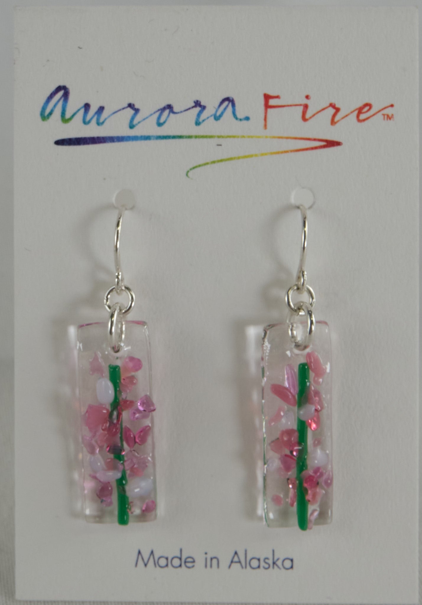 Glass Fireweed Sterling Silver Alaska Earrings