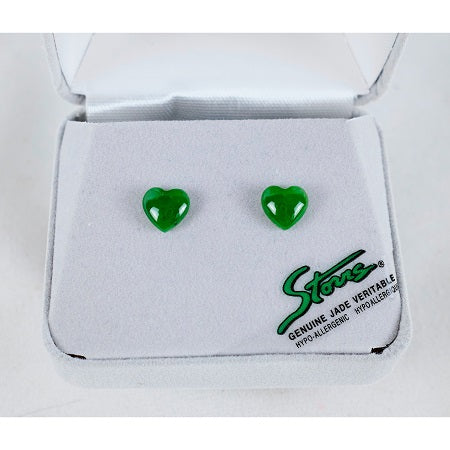 Jade Heart Post Earrings 8mm