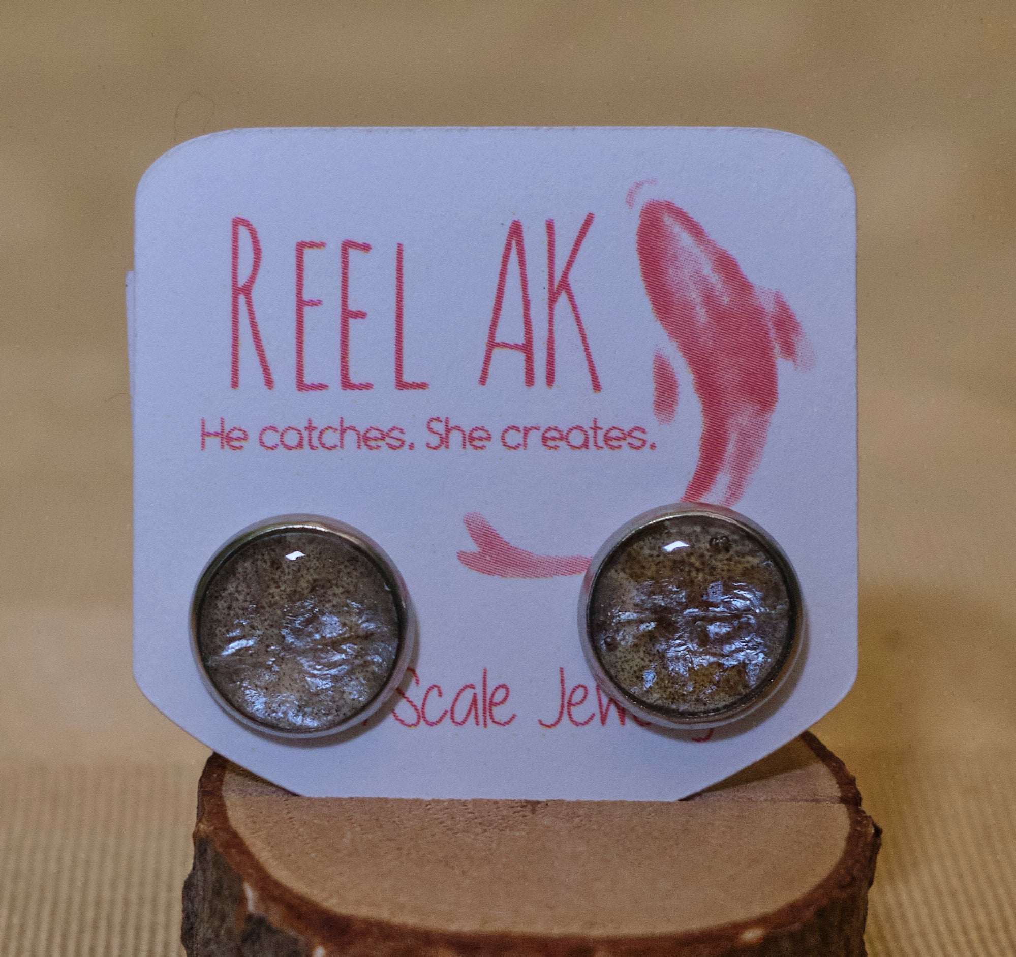 Salmon Scale Stud Earrings