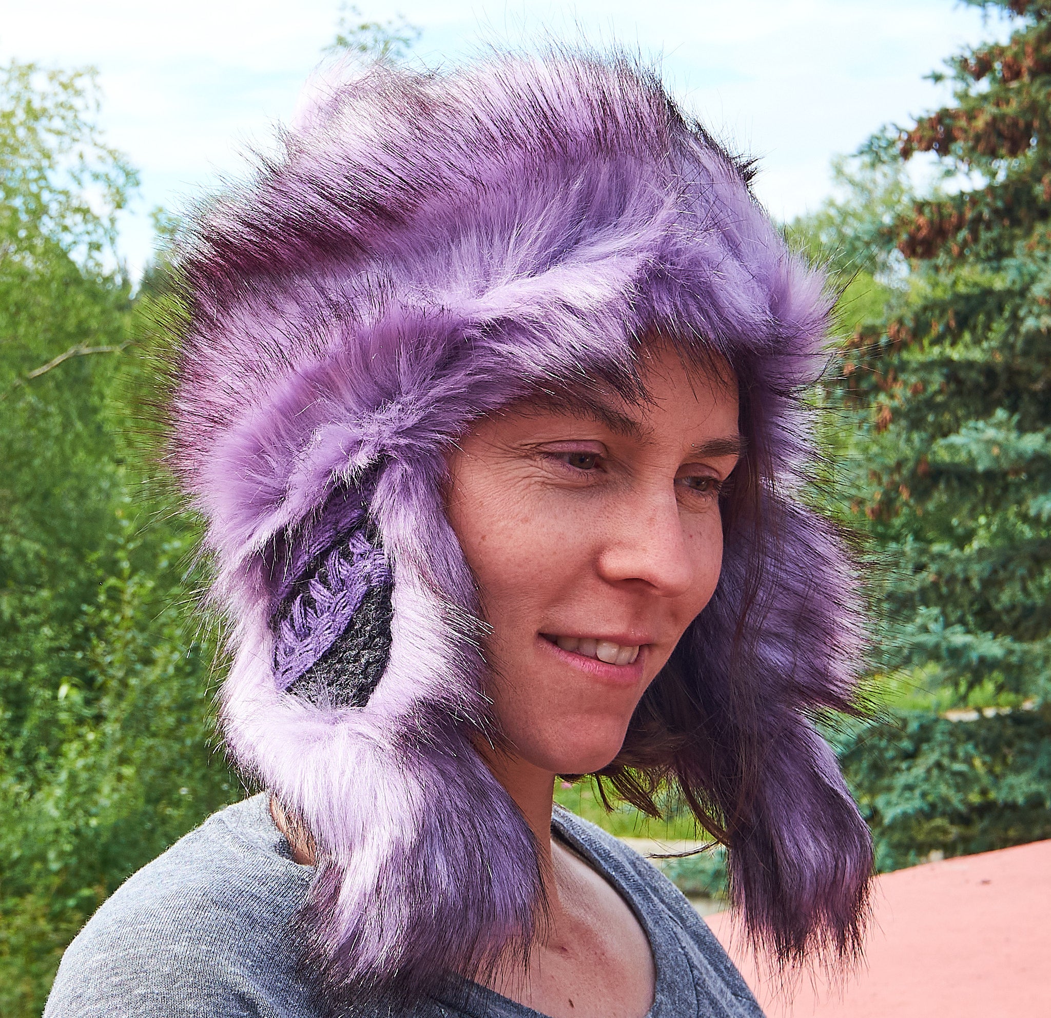 Lavender Faux Fur Bayka Trapper Hat
