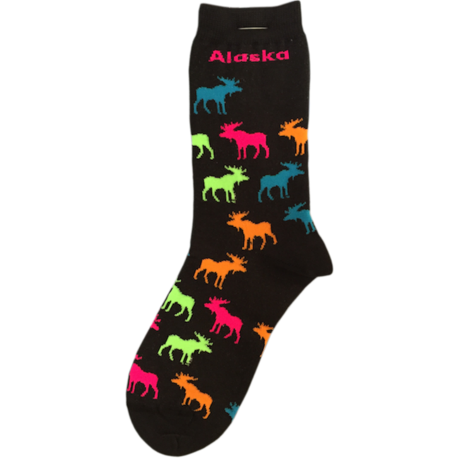 Neon Moose Grid Socks