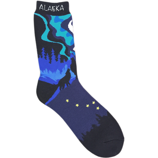 Howling Wolf & Aurora Towel Socks