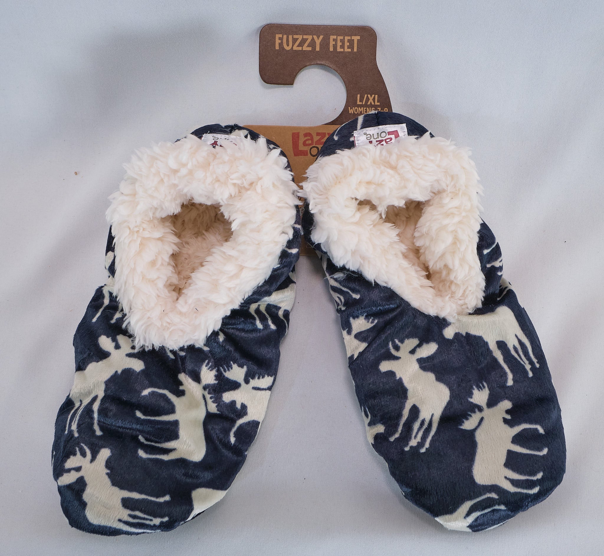 Classic Moose Fuzzy Slippers lg/xl