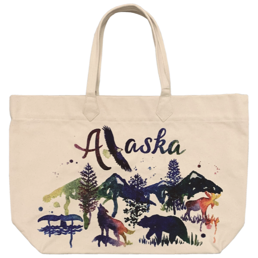 Watercolor Alaska Animals Tote Bag