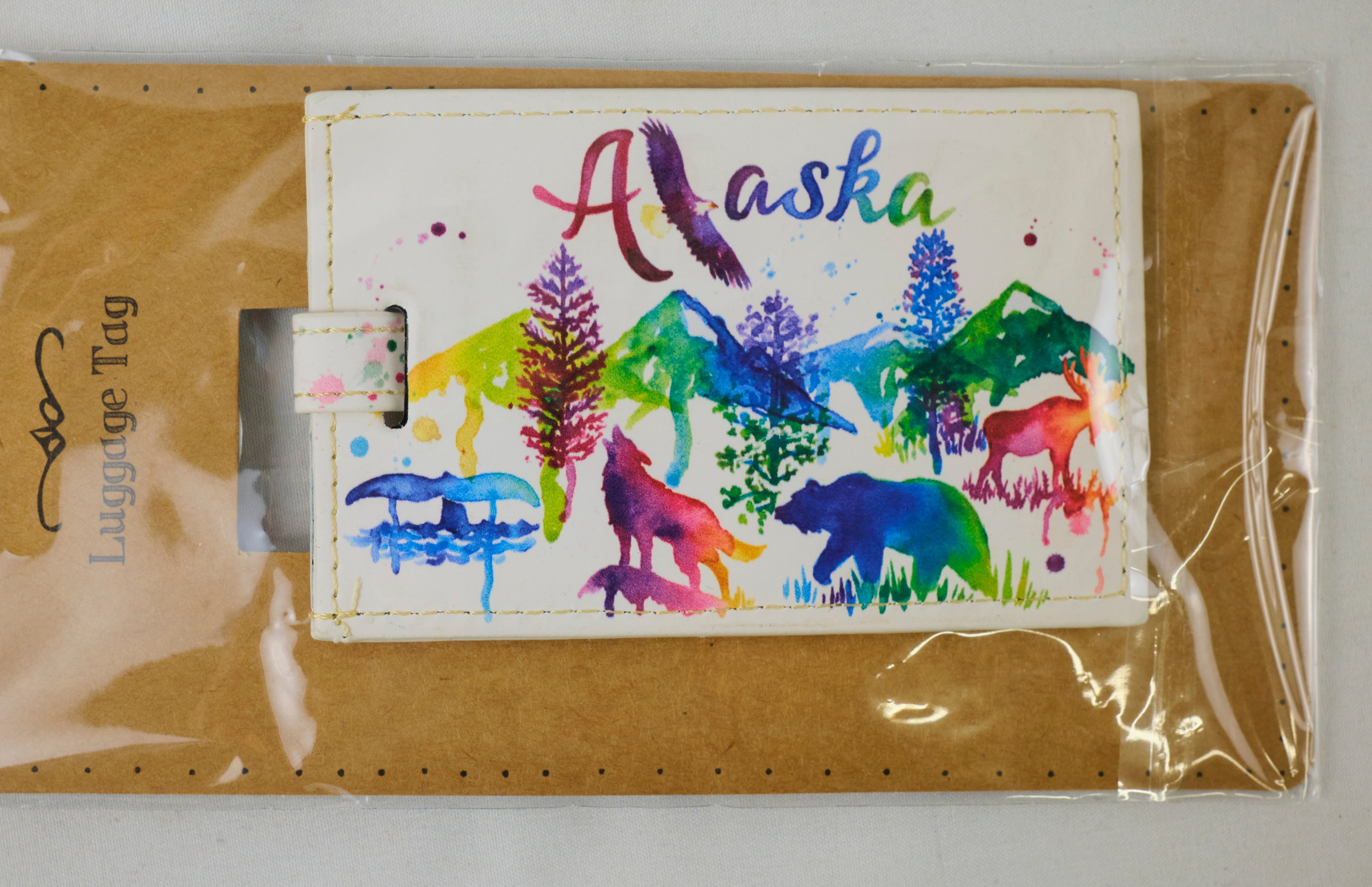 Watercolor Alaska Animals Luggage Tag