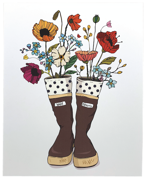 Xtra Tuff Boots with Wildflowers Art Print