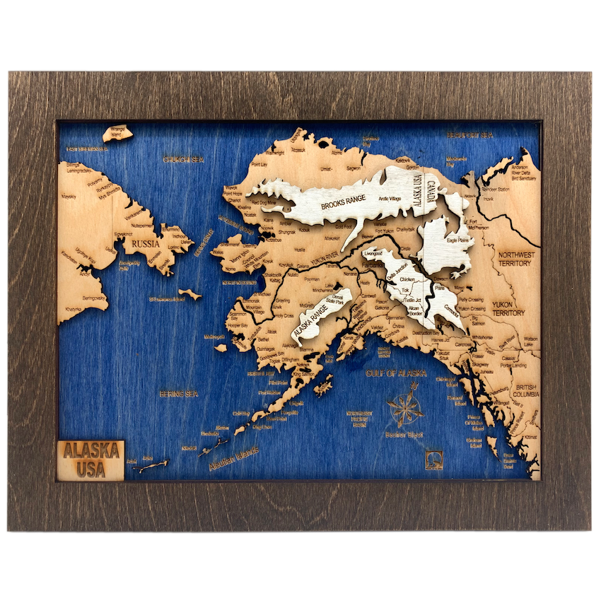 Alaska Laser Cut Wooden Map