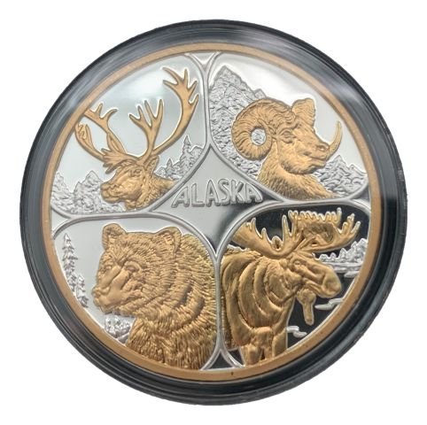 Big Four 1oz Alaska Gold Relief Silver medallion