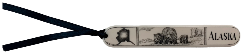 Bear Family Faux Ivory Bookmark