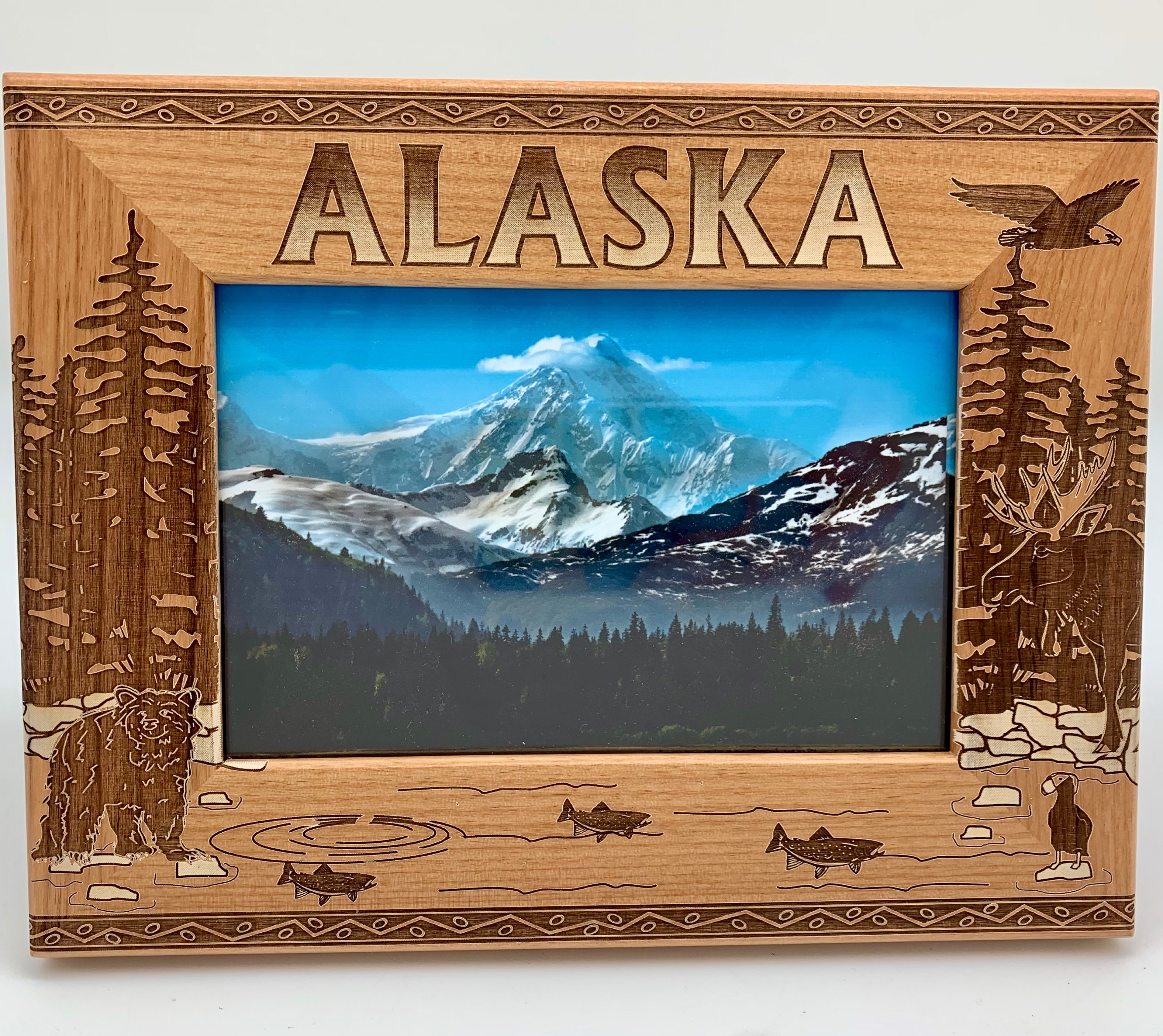 Alaska Scenic Mountain Wildlife Wood Photo Frame
