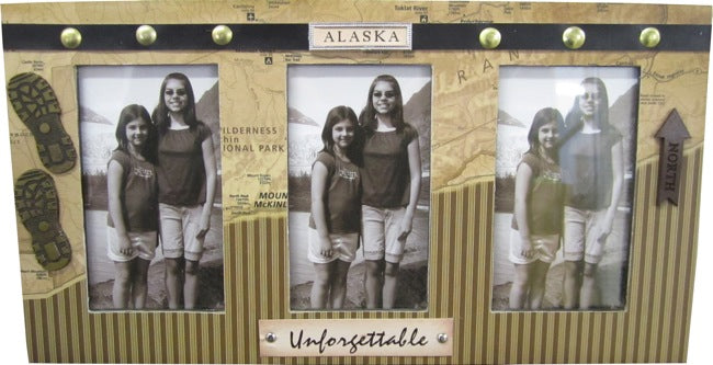 Alaska North Map Triple Photo Frame