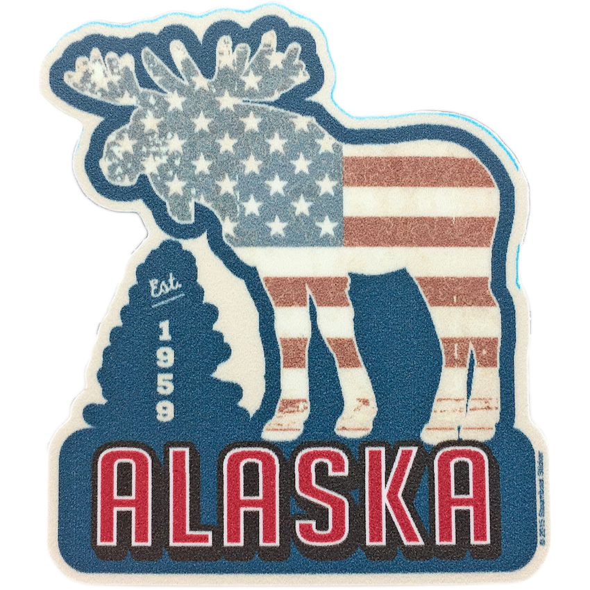 Moose USA Flag Alaska Mini Sticker