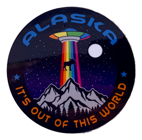 Out of this World Moose Alaska Sticker 3"