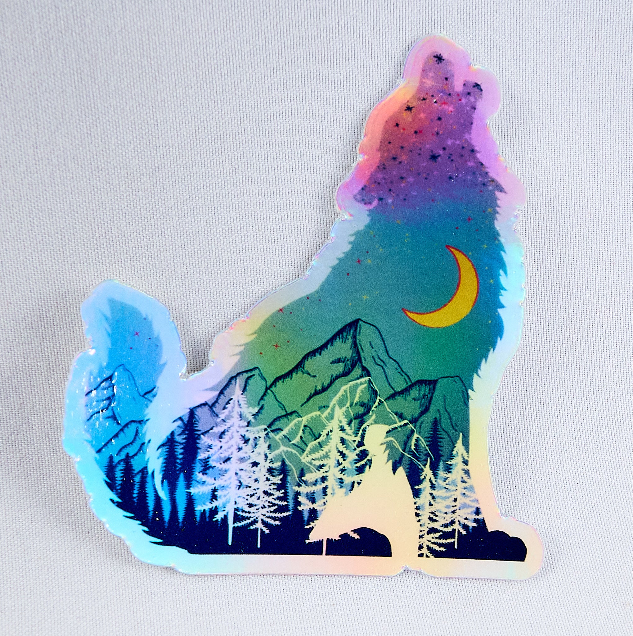 Howling Wolf Holograph Sticker