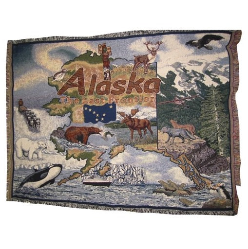 Woven Alaska State Map Collage Throw