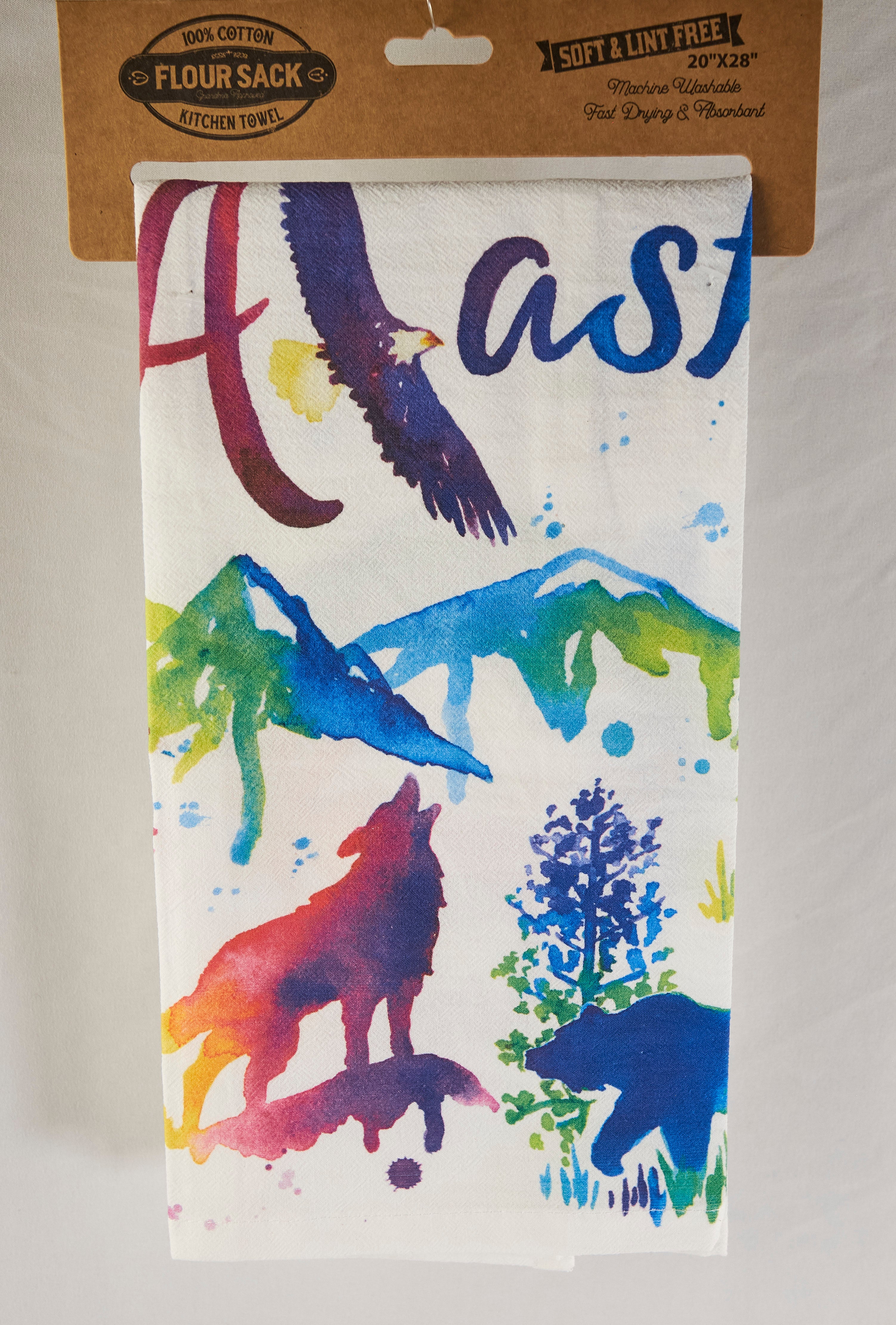 Watercolor Alaska Animals Flour Sack Kitchen Towel