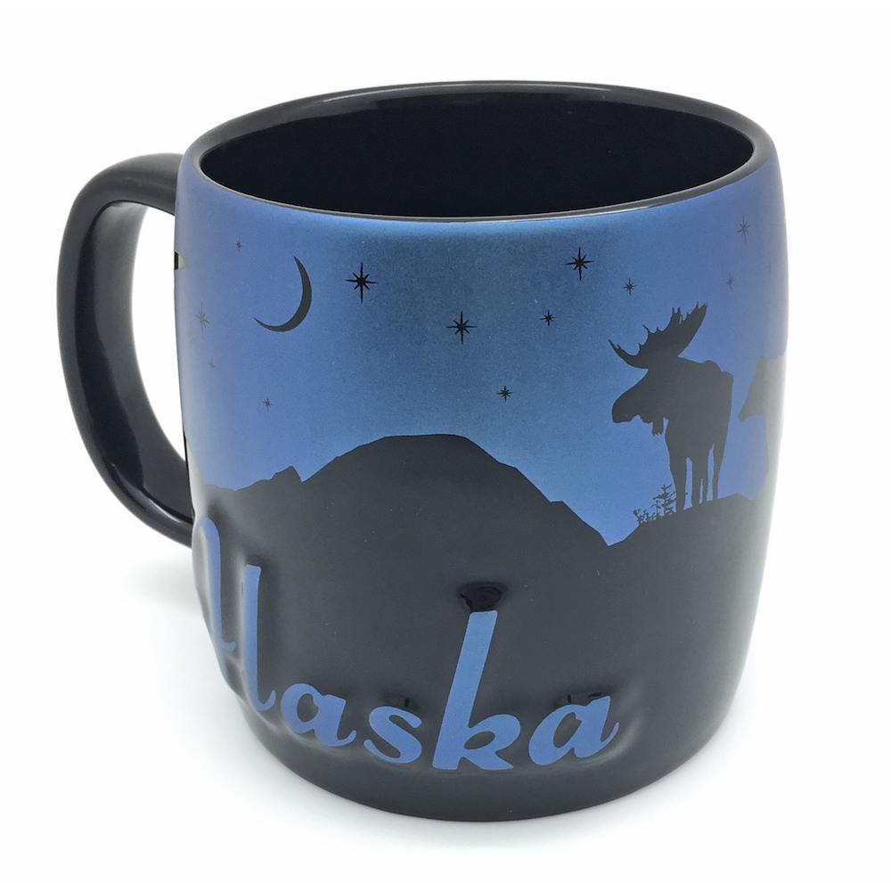 Blue and Black Midnight Sky Moose Alaska Jumbo Mug 24 oz