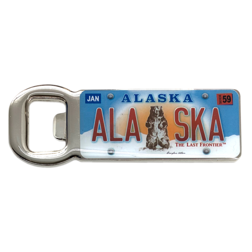 Alaska License Plate Magnetic Bottle Opener