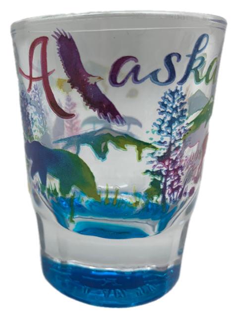 Alaska Animals Watercolor Heavy Shot Glass