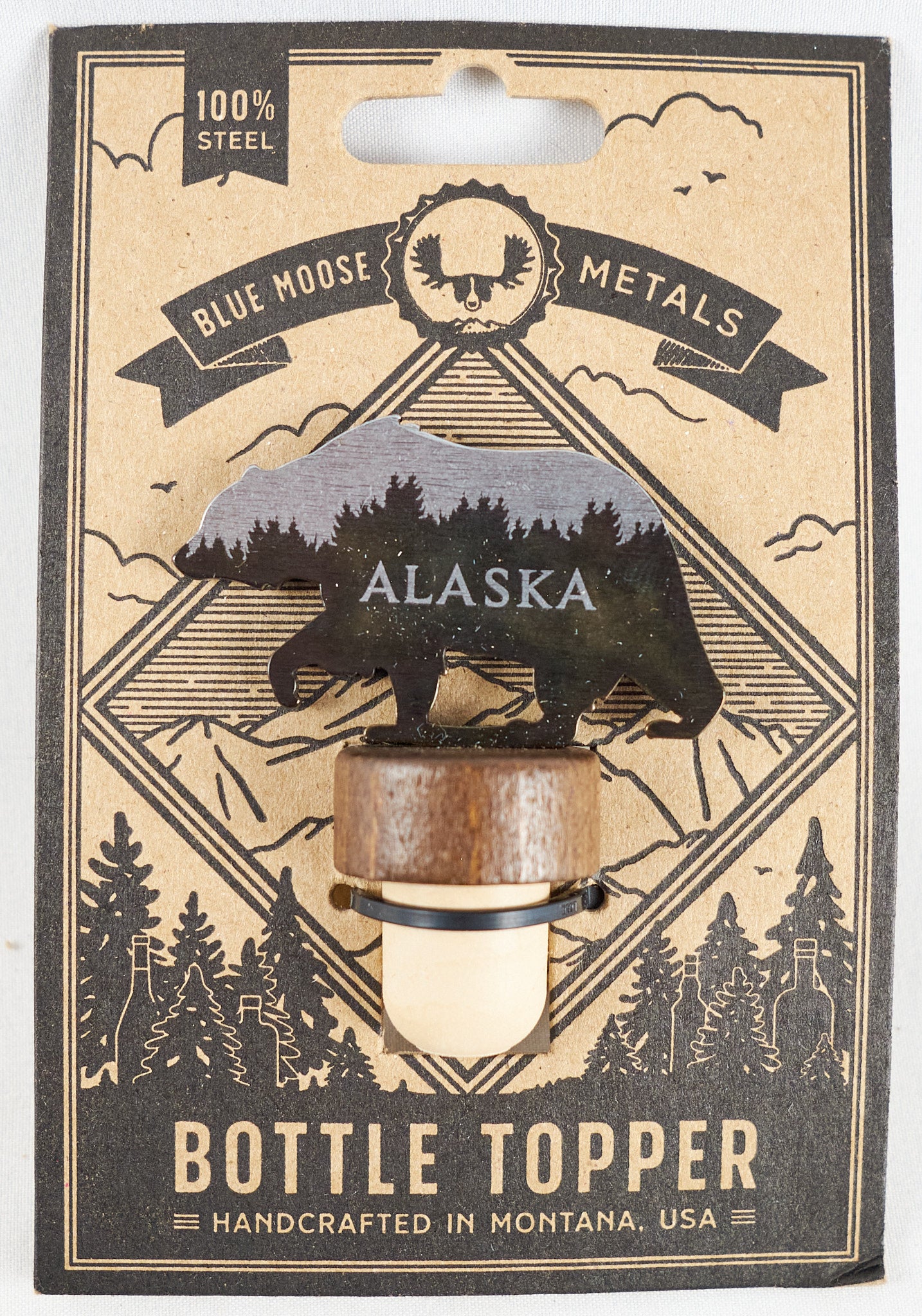 Bear Alaska Steel Bottle Stopper