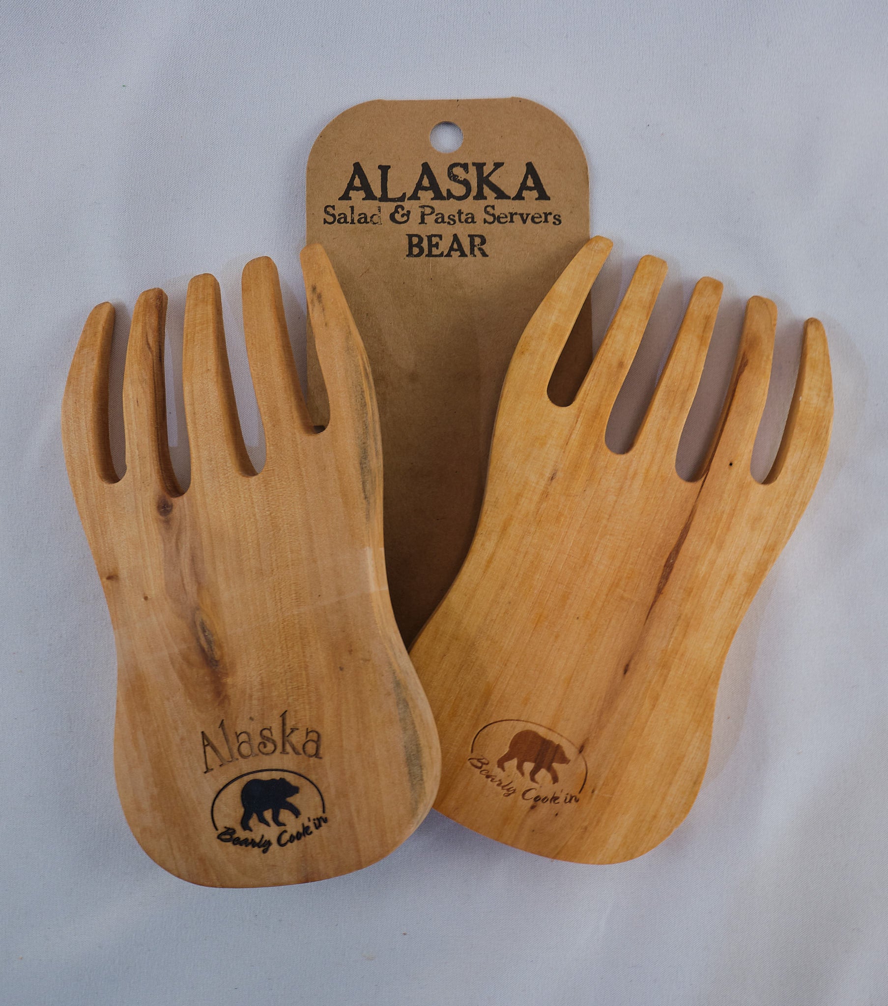 Bear Paw Wooden Alaska Salad/Pasta Servers