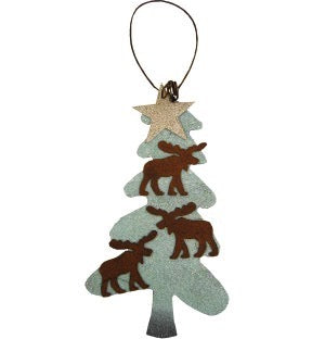 Mini Moose In Tree Ornament
