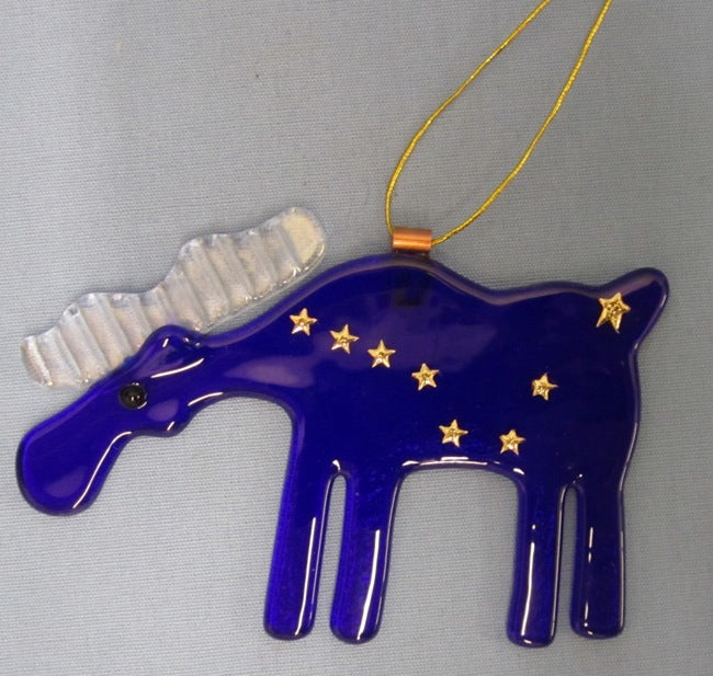 Alaska Dipper Moose Handmade Glass Ornament