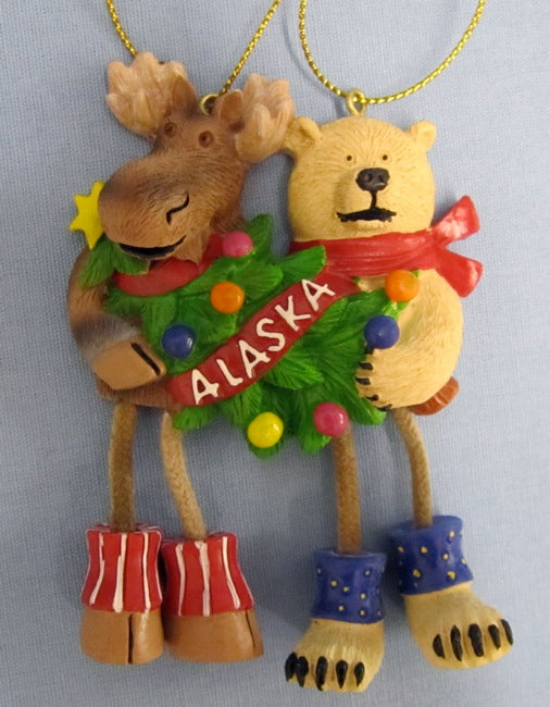 Moose & Polar Bear Dangle Feet Ornament