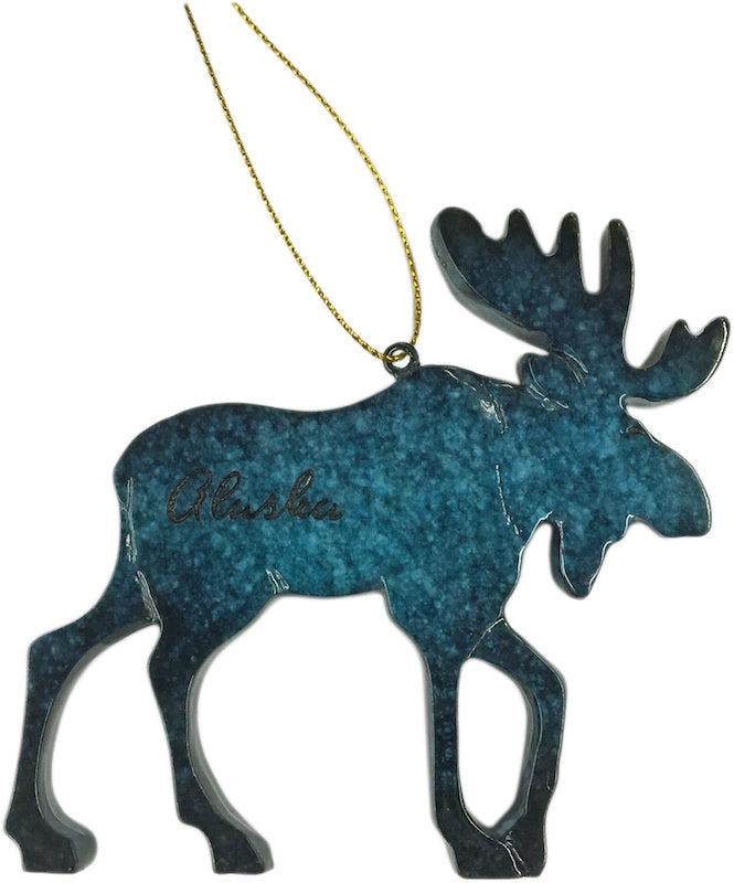Blue Moose Speckle Ornament