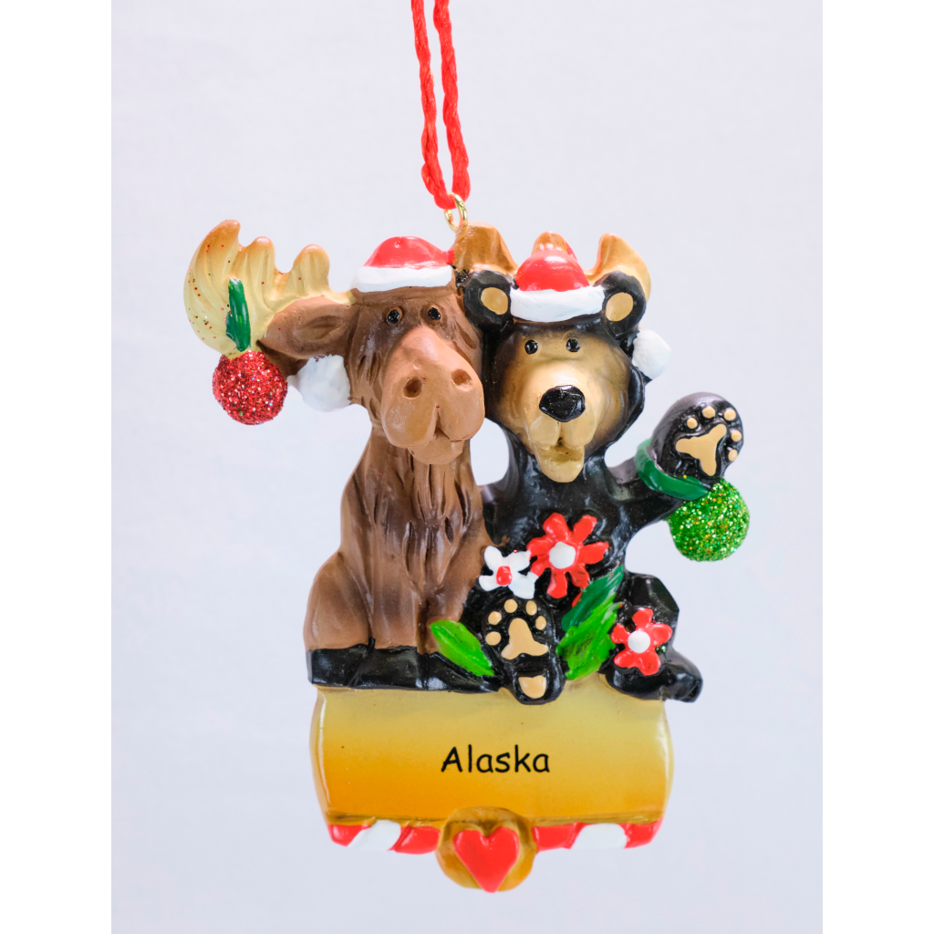 Bear Moose Tracks Alaska Ornament