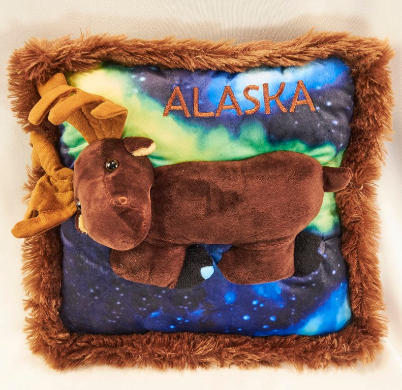 Northern Lights Alaska Plush Pillow 13"