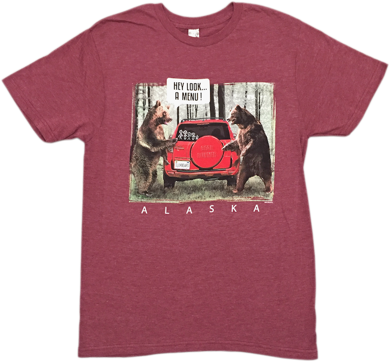 Hey Look... A Menu! Grizzly Bear Alaska T-shirt