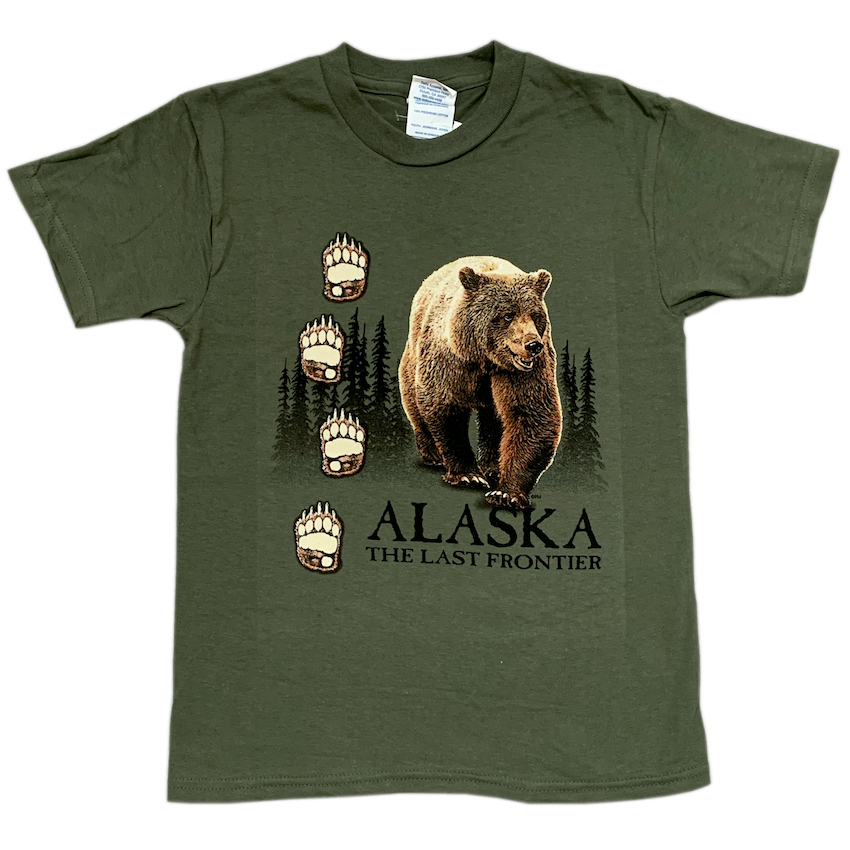 Grizzly Footsteps Alaska Kids T-shirt