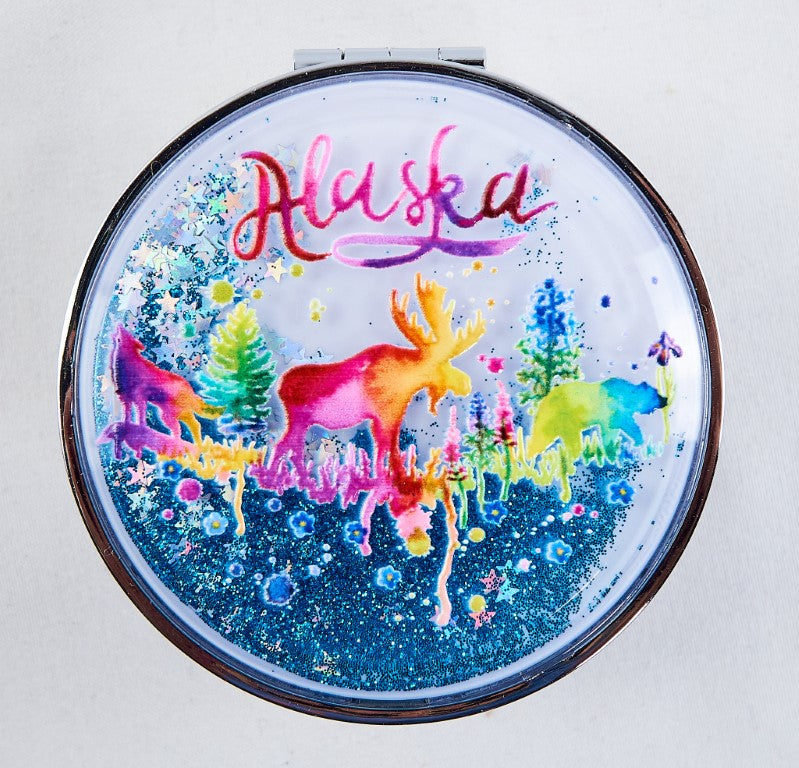 Alaska Watercolor Animals Compact Mirror