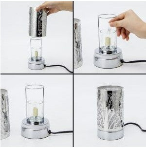 Silver Mountain Scene Sensor Lamp, Wax Melt Warmer, Scent Oil Warmer 3.75x3.75x7"