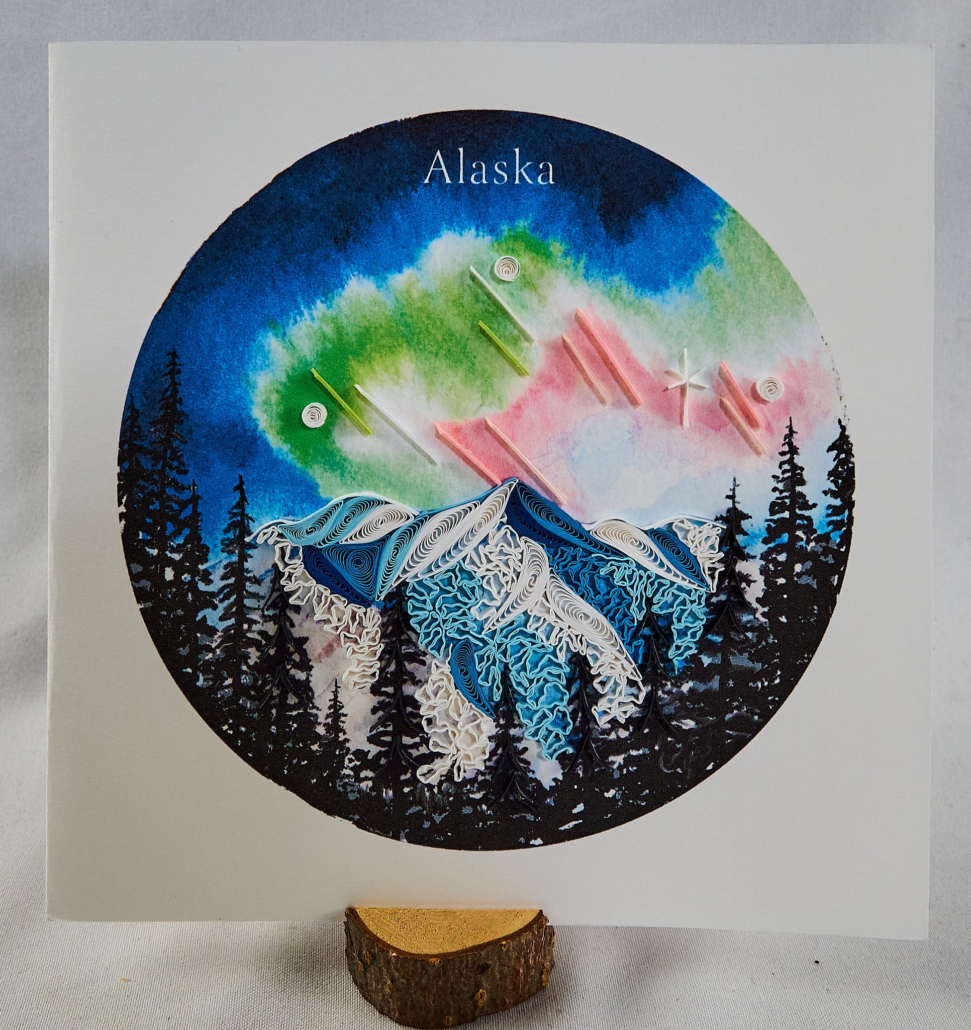 Northern Lights Alaska Mountain Quilling Card